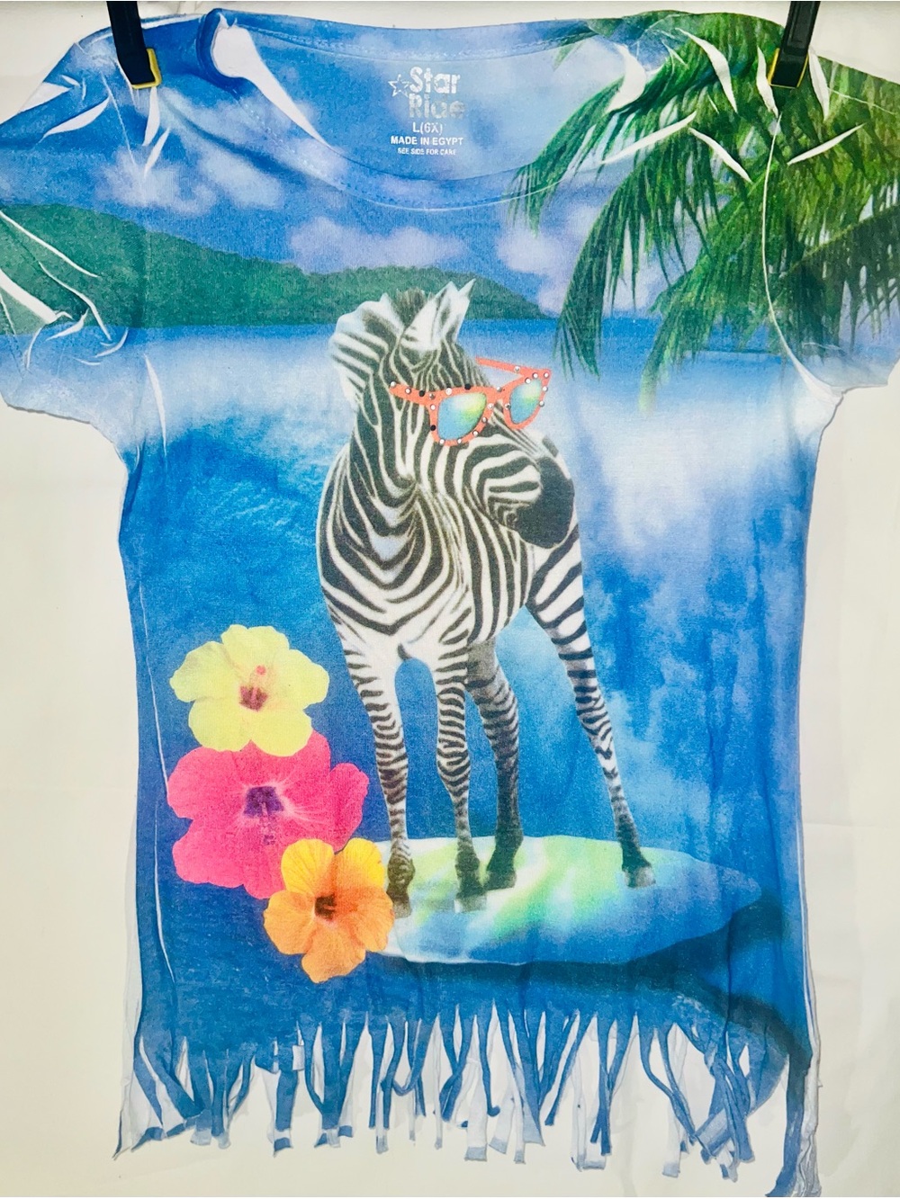 Star Ride Blue Zebra Graphic Kids Short Sleeve Tee